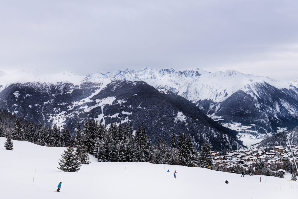 Beautiful view on the valley in Swiss Alps, Verbier, Switzerland.
